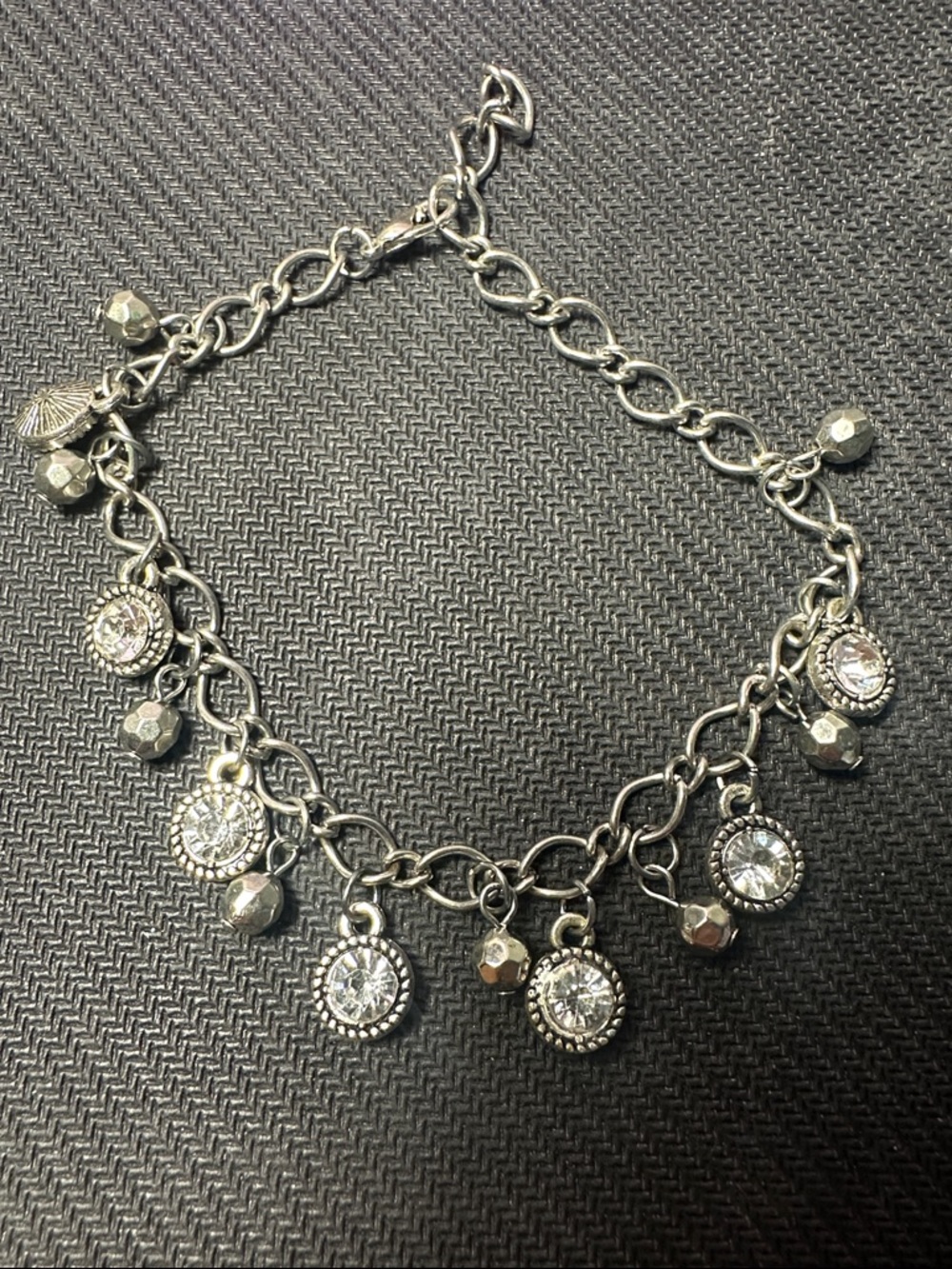 Silver-Tone Crystal Charm Bracelet - Women Jewelry